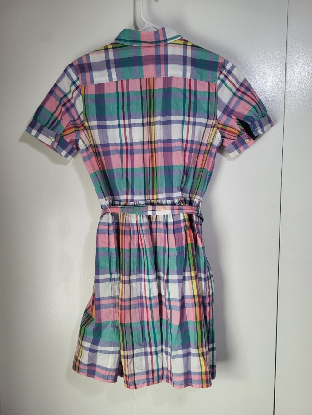 Polo Ralph Lauren Girls Plaid Madras Button Down Dress 14 Multicolor Preppy - Picture 2 of 9